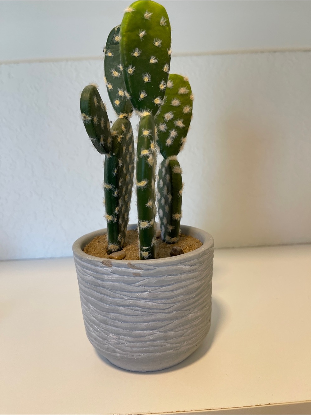 Artificial Green Cactus in Gray Textured Pot - Home Décor